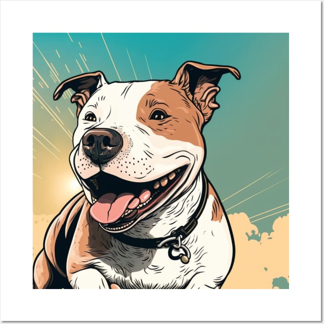 Beautiful shining, happy pitbull pup. Wall Art by Liana Campbell